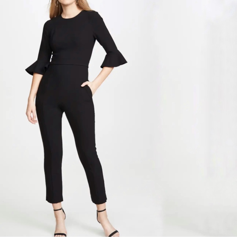 Black Halo Black Ruffle Sleeve Jumpsuit